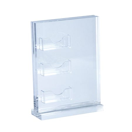 Azar Displays Acrylic Block Sign Holder on Base w/ 3 Gift Card Pockets Clear 104542
